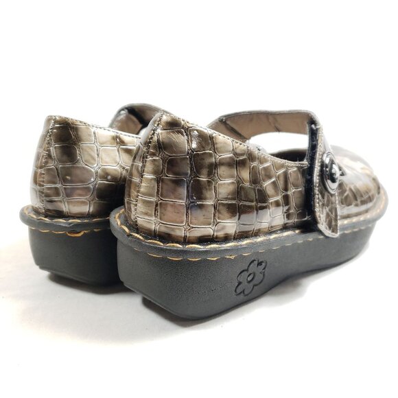 Kagen Mary Jane Croc-Embossed Bronze Shoes Womens Size 9 - Picture 3 of 9